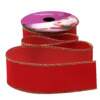 Fita de Natal Progresso Aramada Veludo Vermelho 209 FC003 38mm 10mts