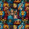 Tecido Patchwork Digital Circulo Natal 485772 2870 Religioso 0,48x1,50mts