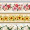 Tecido Patchwork Peripan 9050-V498 Barrado Flores 0,58x1,50mts